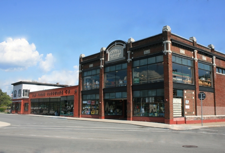 picture from the outside of the hardware store in old forge on a sunny day